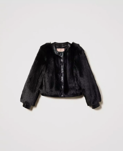 Cropped faux fur jacket - Twinset