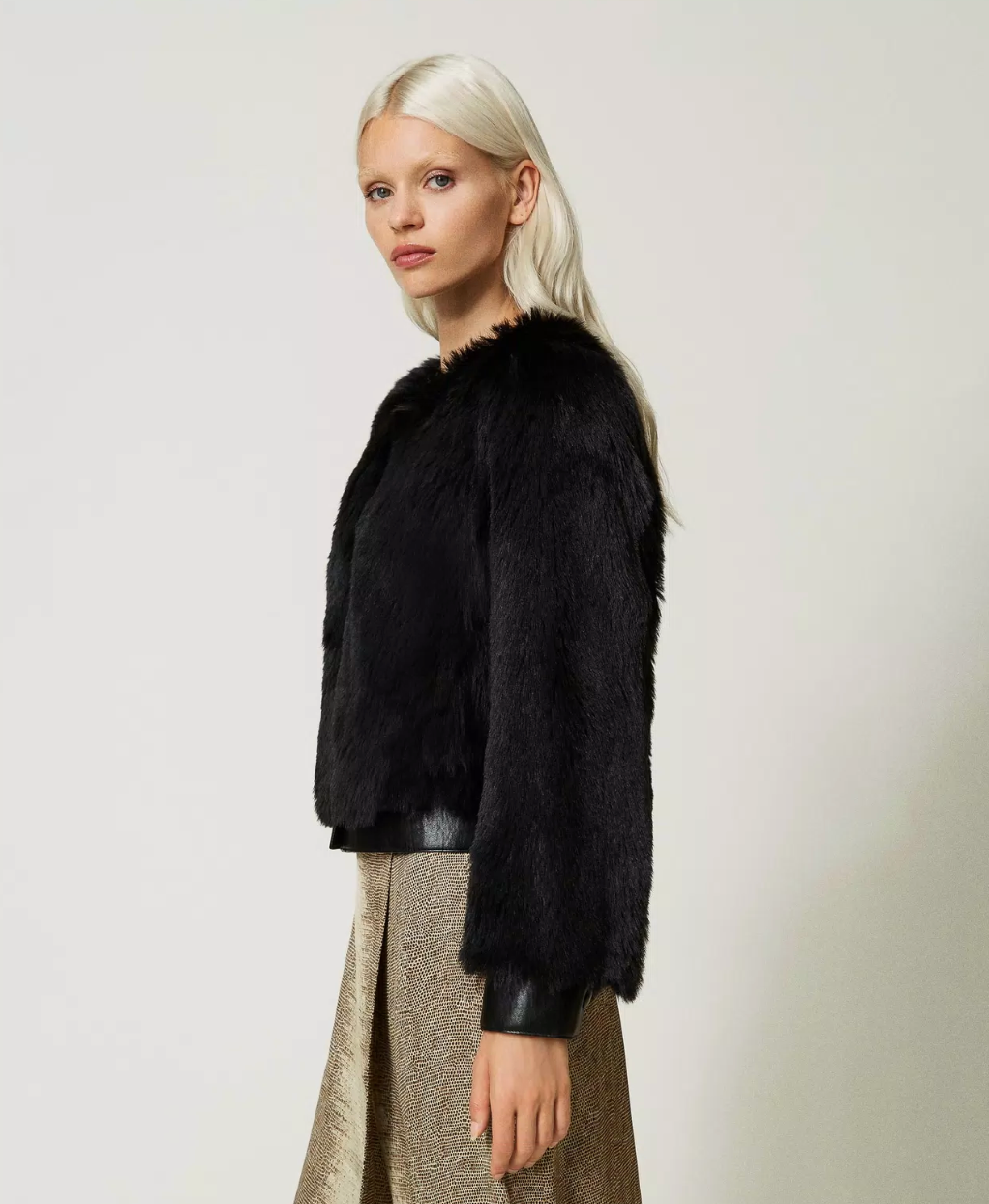 Cropped faux fur jacket - Twinset