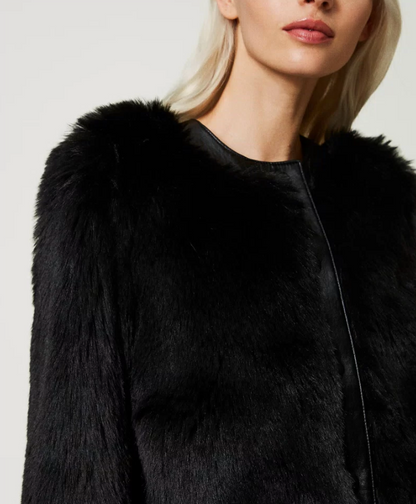 Cropped faux fur jacket - Twinset