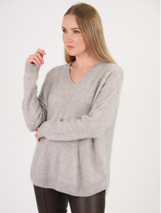 Grey V-Neck Sweater - Estheme Studio