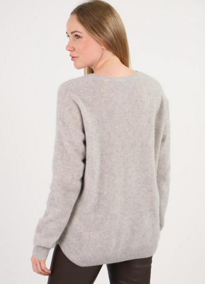 Grey V-Neck Sweater - Estheme Studio