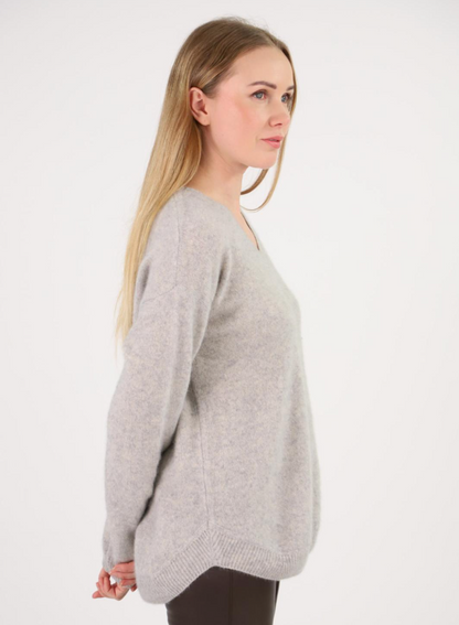 Grey V-Neck Sweater - Estheme Studio