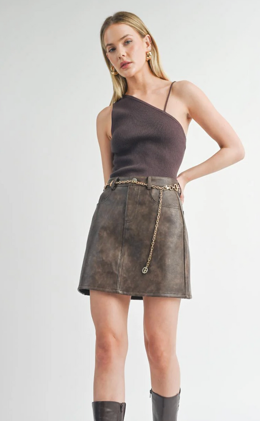 SAGE - Rebel Vegan Leather Mini Skirt