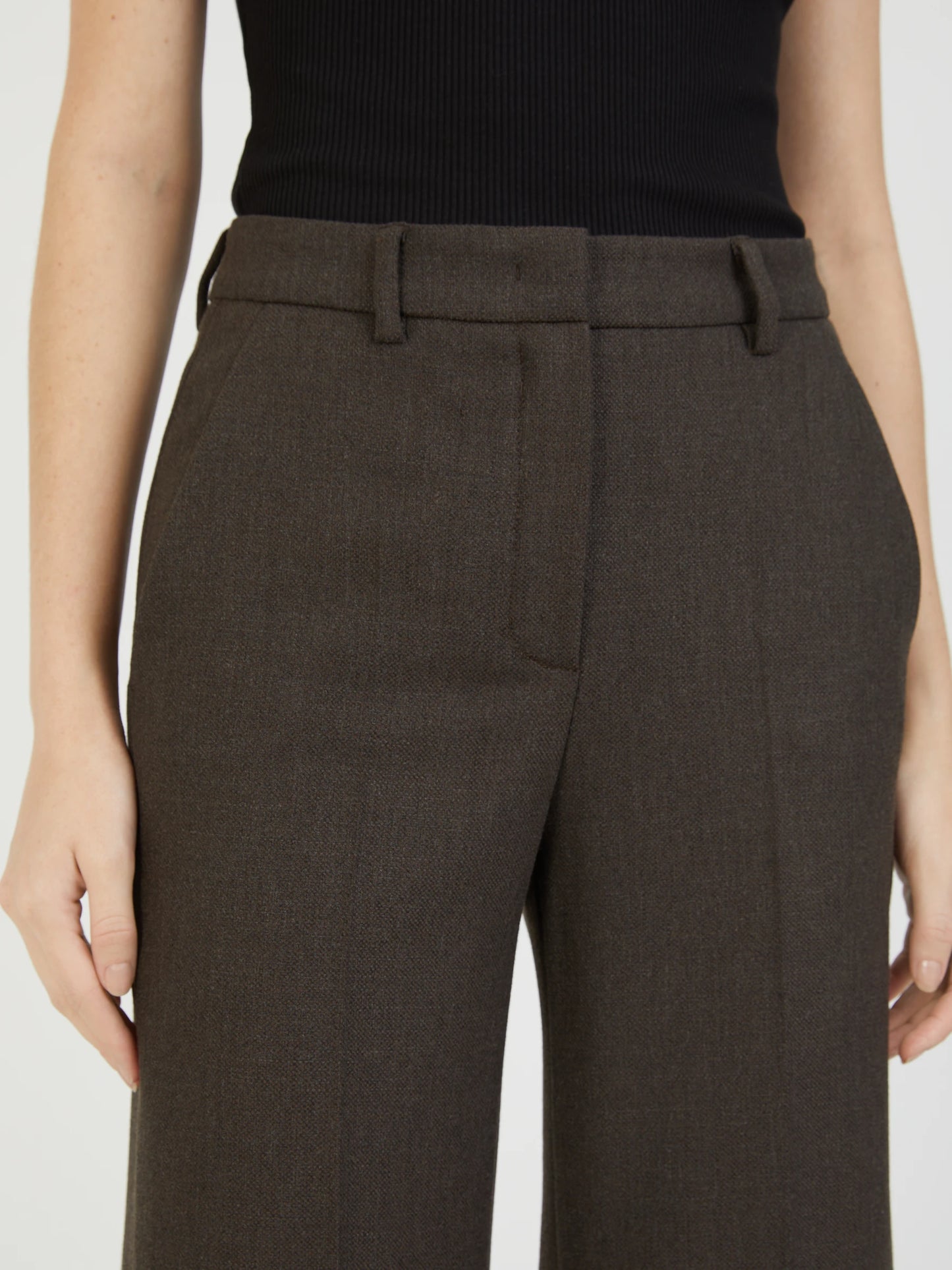 Seductive Straight Leg Brown Wool Trousers