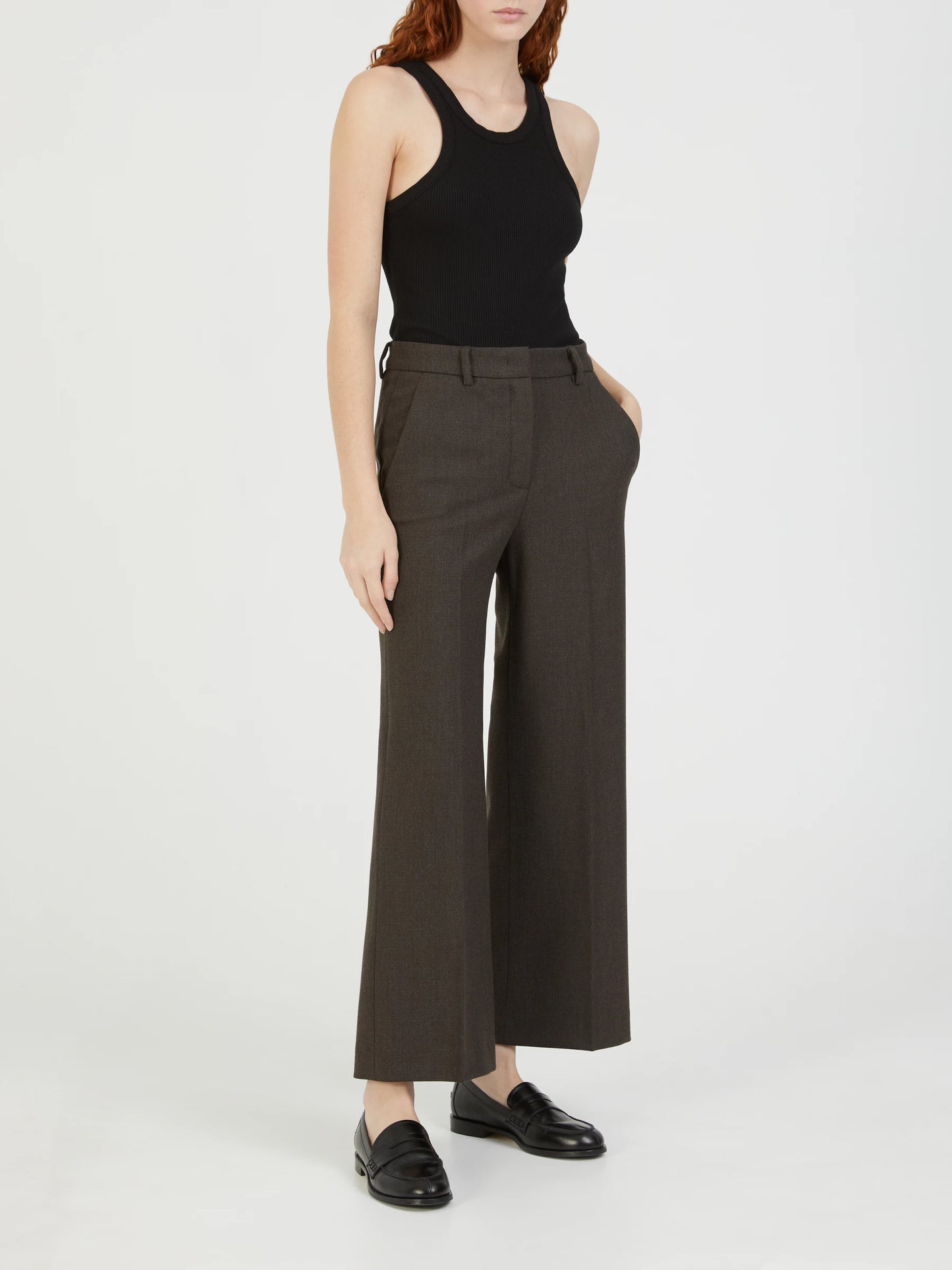 Seductive Straight Leg Brown Wool Trousers