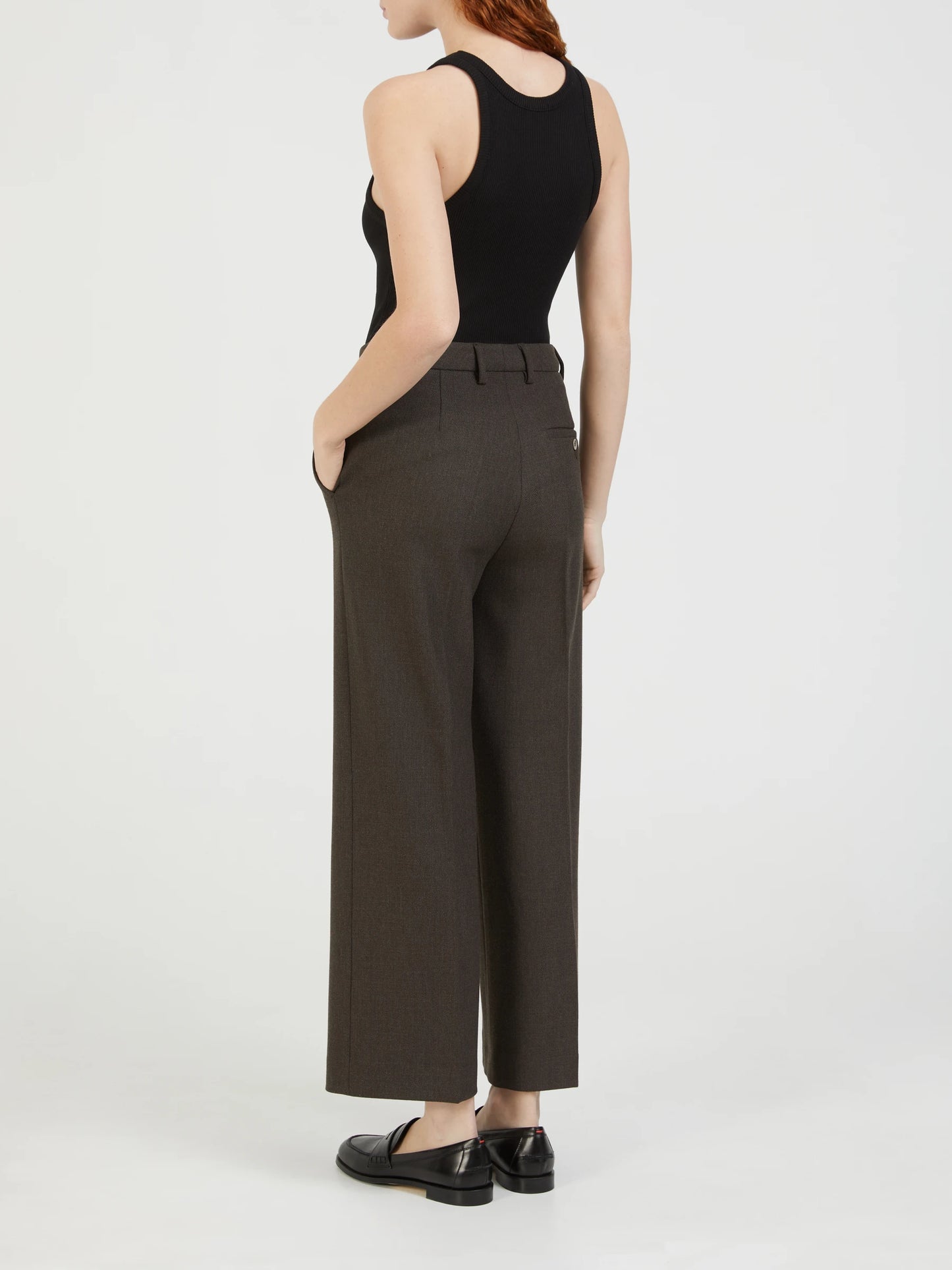 Seductive Straight Leg Brown Wool Trousers