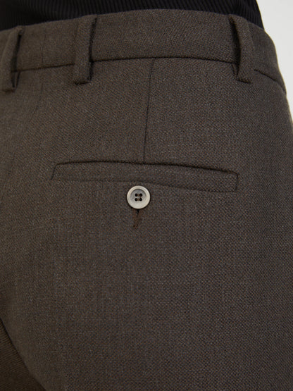 Seductive Straight Leg Brown Wool Trousers