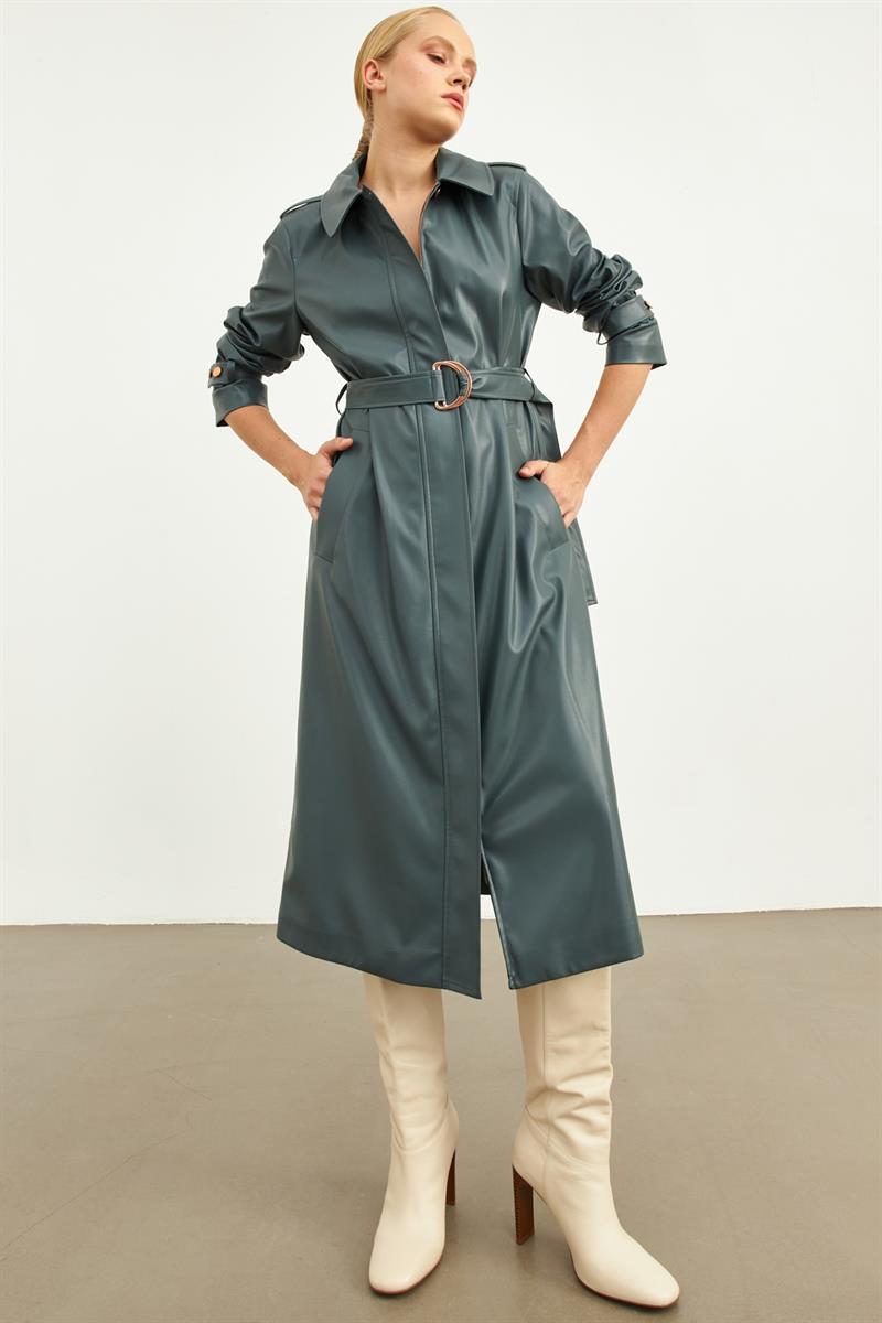 Store Celeste Fall Trench Coat Petrol